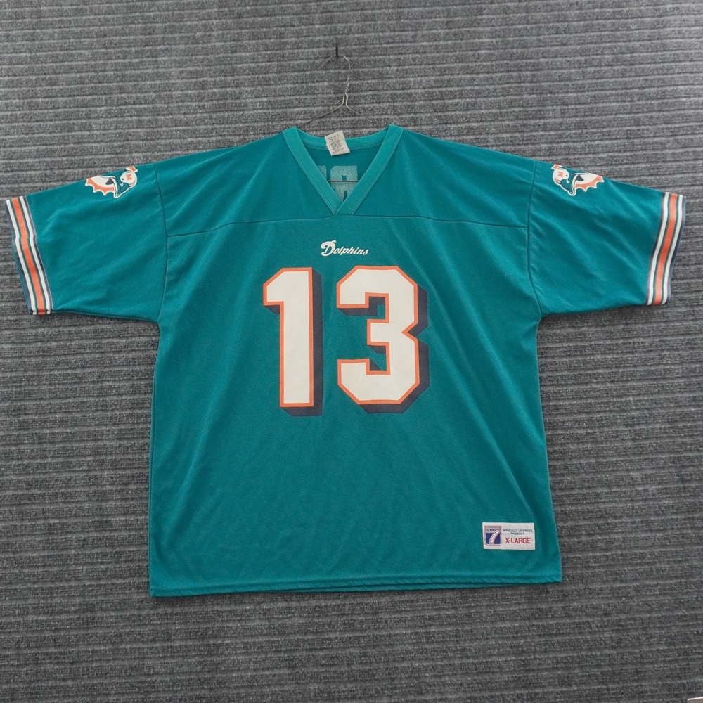 Vintage 90s Logo 7 Dan Marino Miami Dolphins Jersey Mens XL Teal Mesh 13